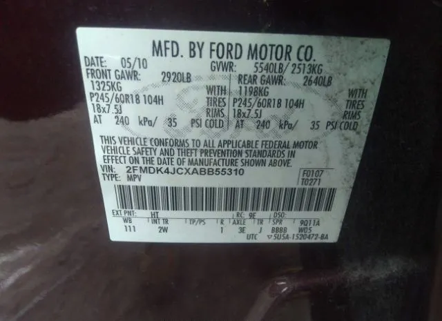 Photo 8 VIN: 2FMDK4JCXABB55310 - FORD EDGE 