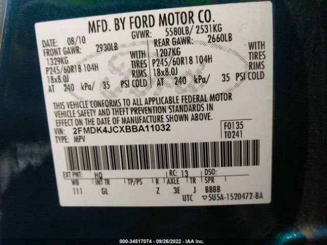 Photo 8 VIN: 2FMDK4JCXBBA11032 - FORD EDGE 