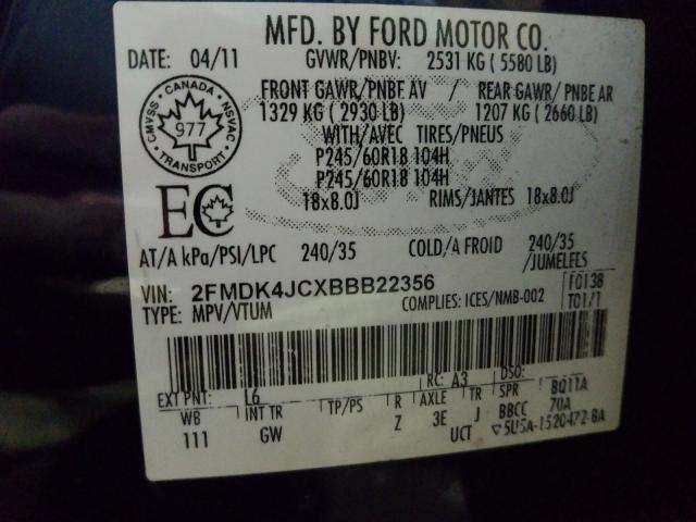 Photo 9 VIN: 2FMDK4JCXBBB22356 - FORD EDGE SEL 