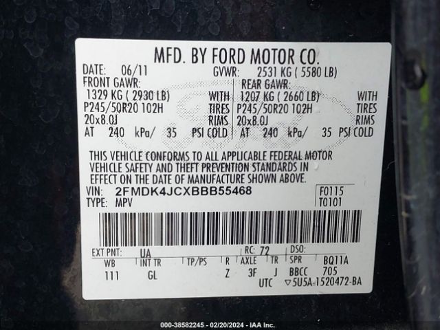 Photo 8 VIN: 2FMDK4JCXBBB55468 - FORD EDGE 