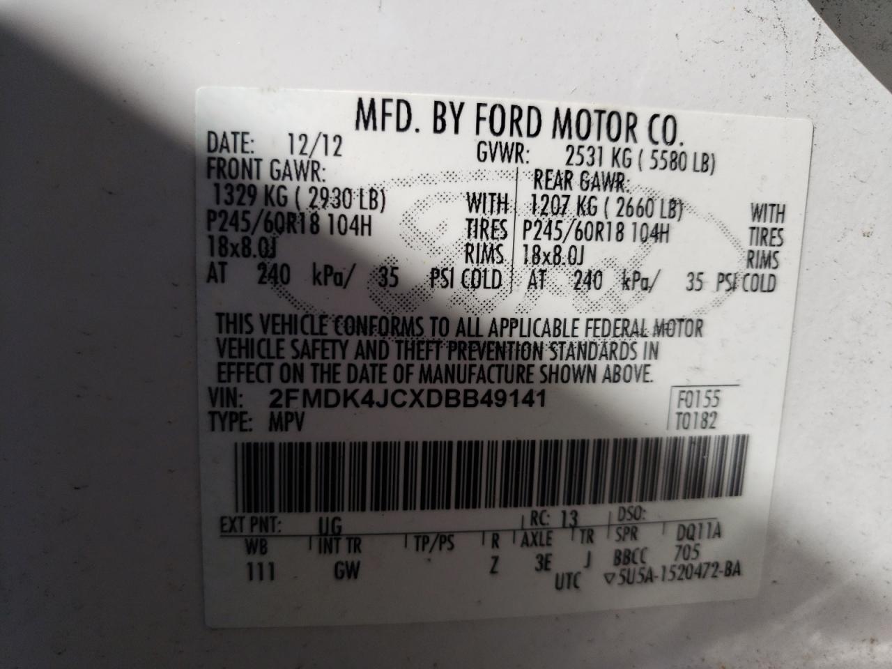 Photo 11 VIN: 2FMDK4JCXDBB49141 - FORD EDGE 