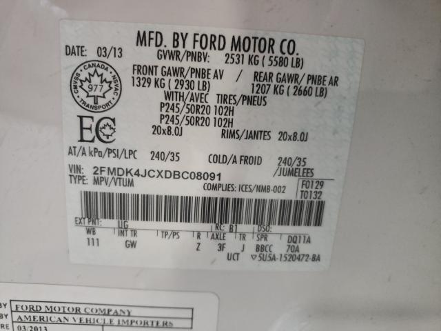 Photo 9 VIN: 2FMDK4JCXDBC08091 - FORD EDGE SEL 