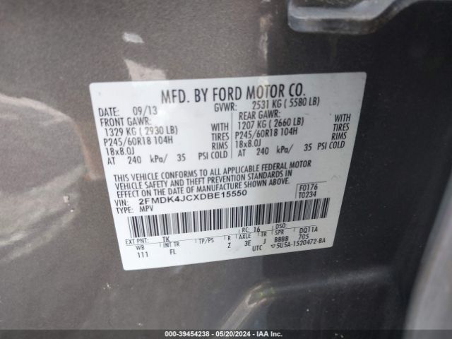 Photo 8 VIN: 2FMDK4JCXDBE15550 - FORD EDGE 