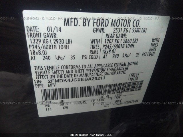 Photo 8 VIN: 2FMDK4JCXEBA29213 - FORD EDGE 