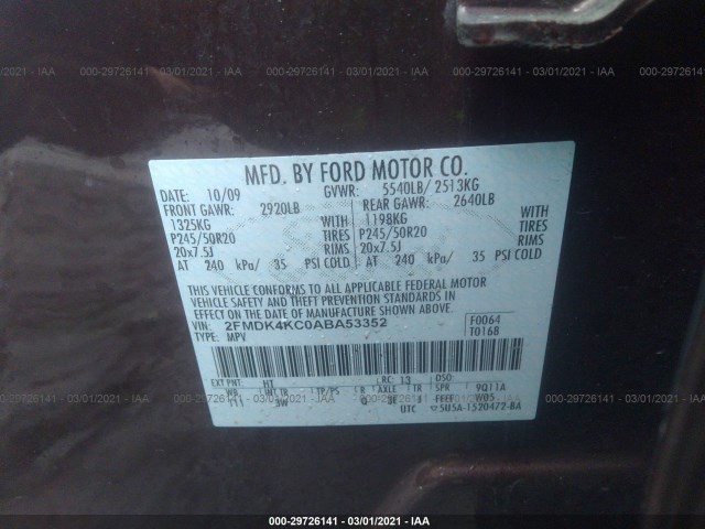 Photo 8 VIN: 2FMDK4KC0ABA53352 - FORD EDGE 