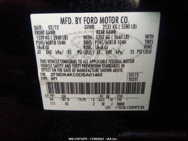 Photo 8 VIN: 2FMDK4KC0DBA01465 - FORD EDGE 