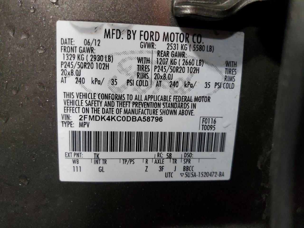 Photo 11 VIN: 2FMDK4KC0DBA58796 - FORD EDGE 