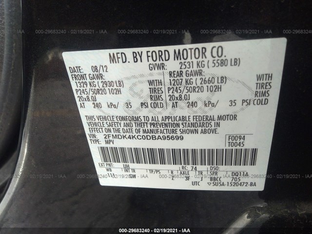 Photo 8 VIN: 2FMDK4KC0DBA95699 - FORD EDGE 