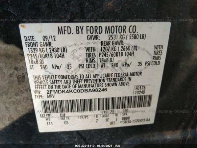 Photo 8 VIN: 2FMDK4KC0DBA98246 - FORD EDGE 