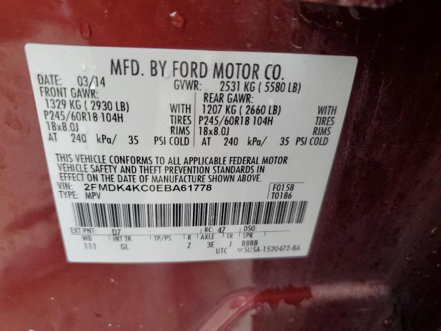 Photo 12 VIN: 2FMDK4KC0EBA61778 - FORD EDGE LIMIT 