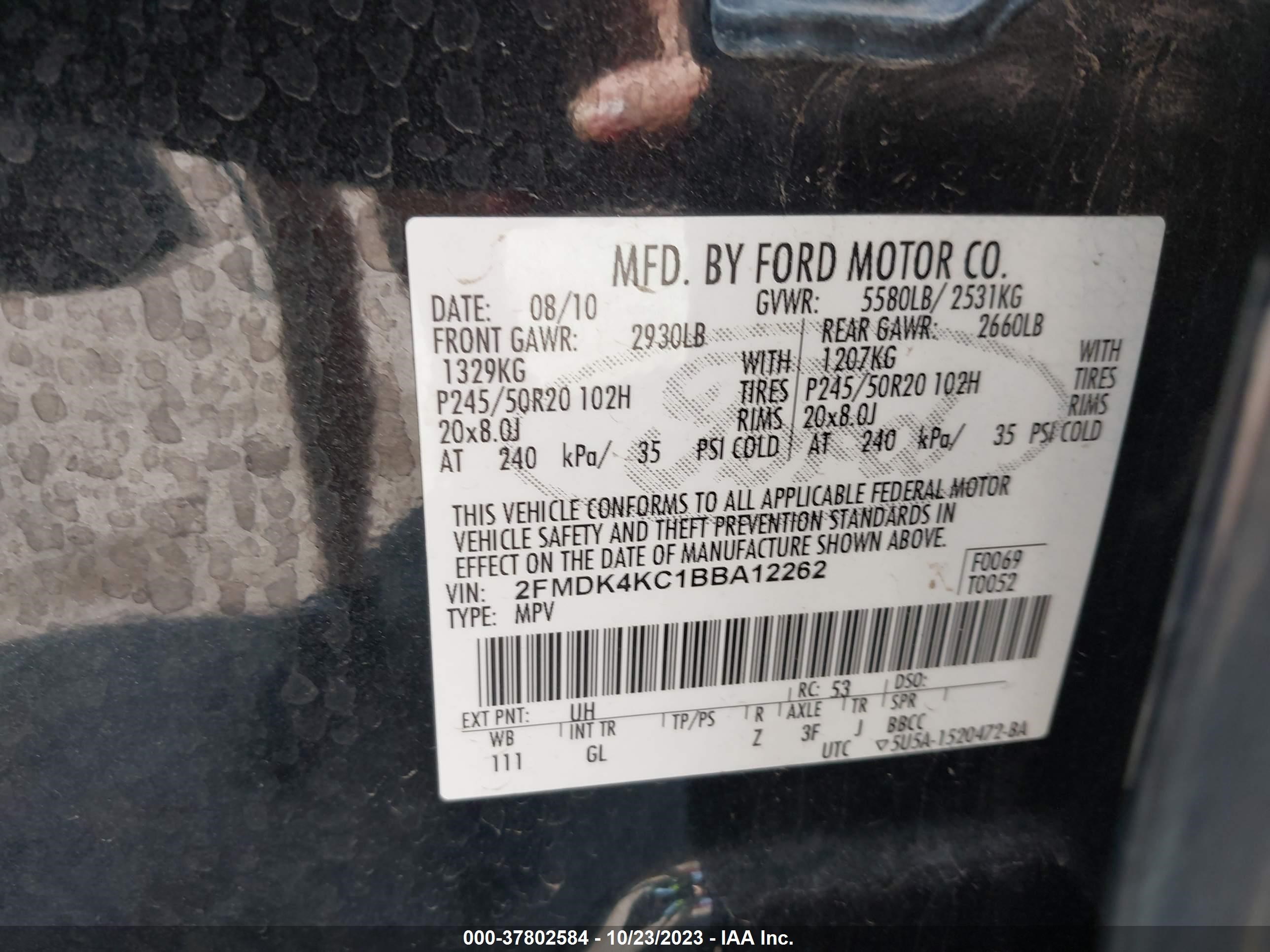 Photo 8 VIN: 2FMDK4KC1BBA12262 - FORD EDGE 