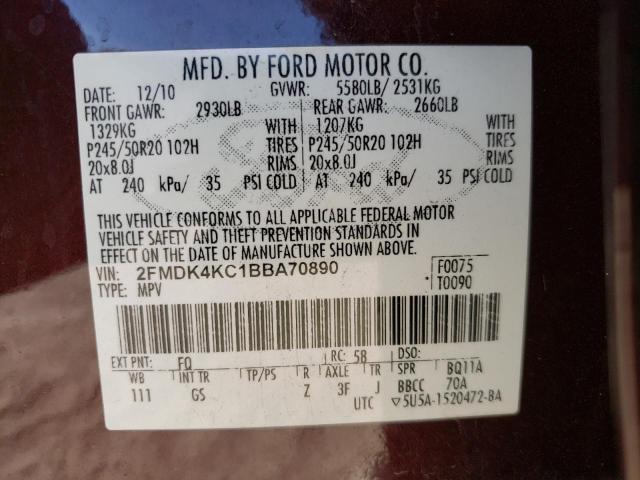 Photo 9 VIN: 2FMDK4KC1BBA70890 - FORD EDGE LIMIT 