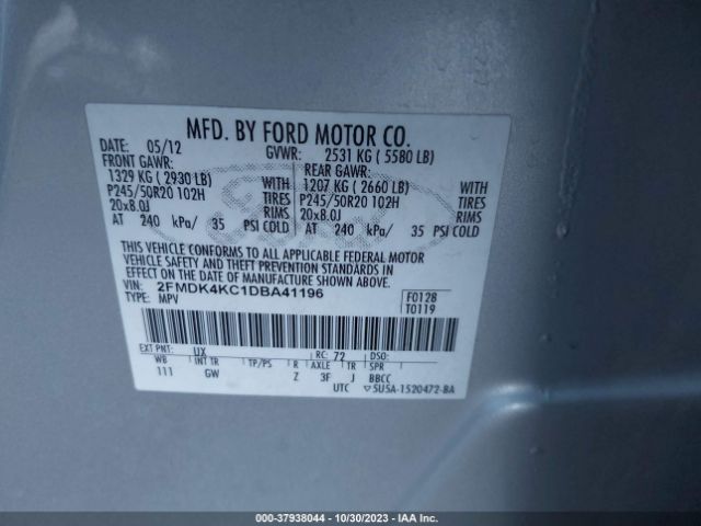 Photo 8 VIN: 2FMDK4KC1DBA41196 - FORD EDGE 