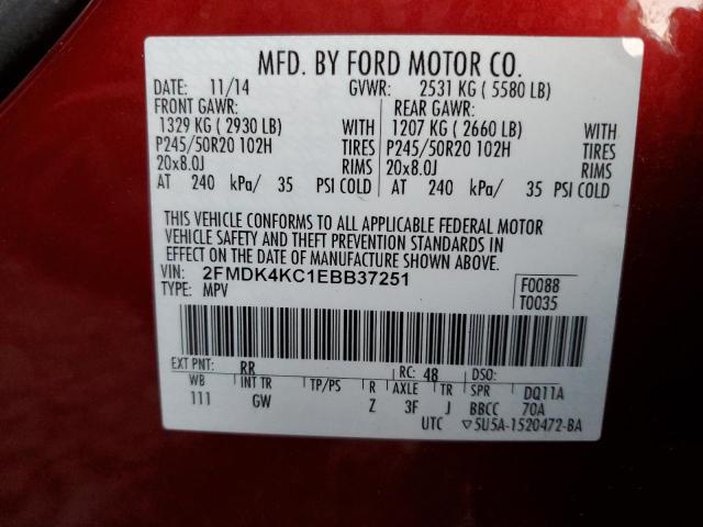 Photo 12 VIN: 2FMDK4KC1EBB37251 - FORD EDGE 