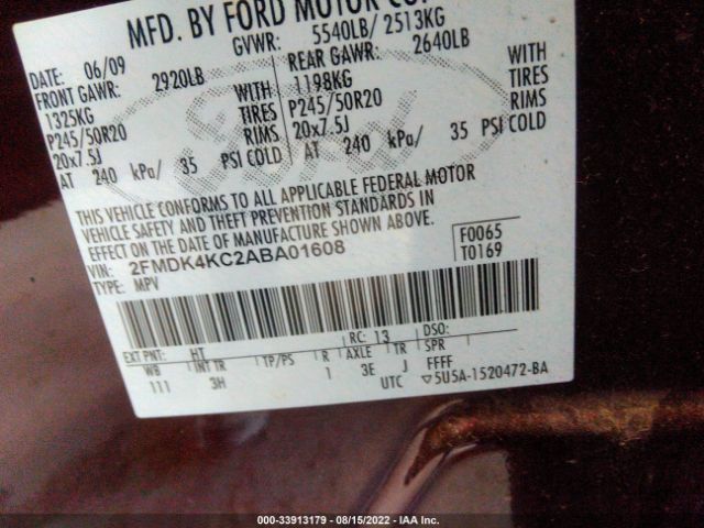 Photo 8 VIN: 2FMDK4KC2ABA01608 - FORD EDGE 