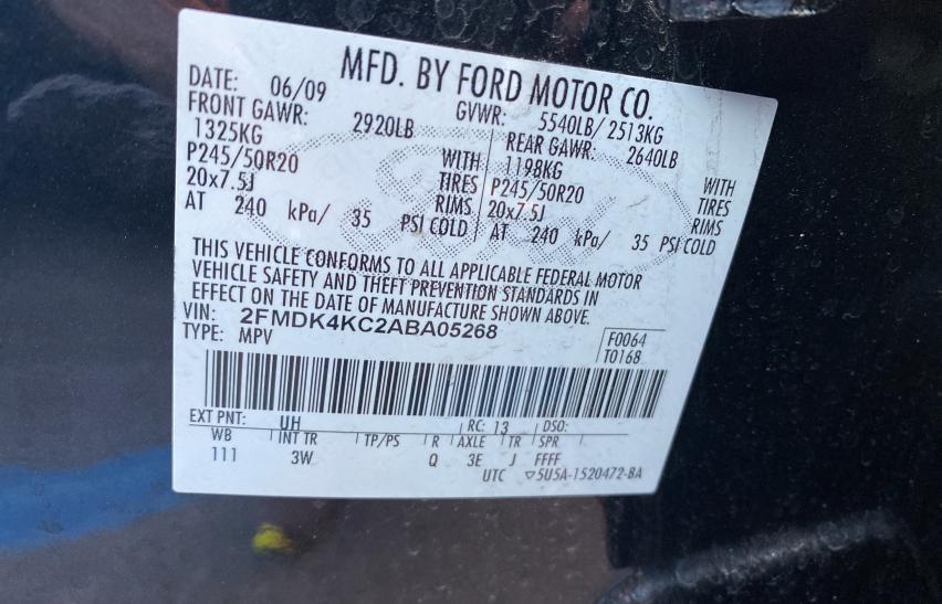 Photo 9 VIN: 2FMDK4KC2ABA05268 - FORD EDGE LIMIT 