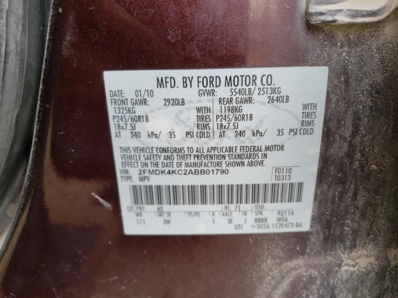 Photo 11 VIN: 2FMDK4KC2ABB01790 - FORD EDGE 