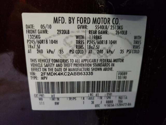 Photo 9 VIN: 2FMDK4KC2ABB63335 - FORD EDGE LIMIT 