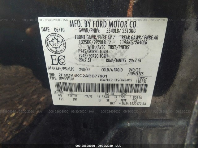 Photo 8 VIN: 2FMDK4KC2ABB77901 - FORD EDGE 