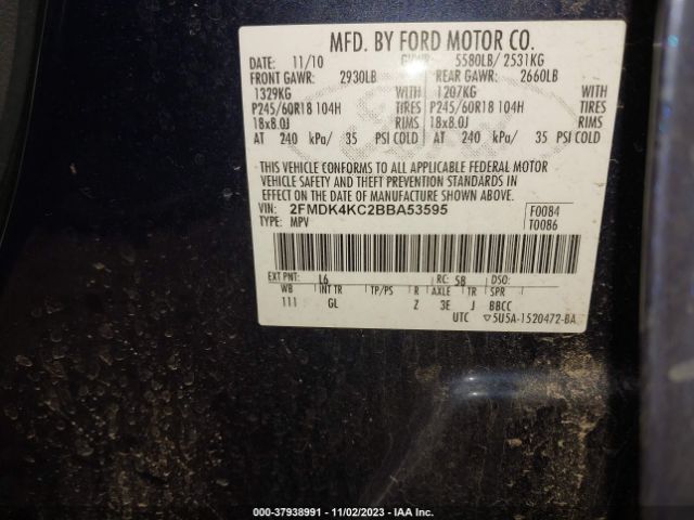 Photo 8 VIN: 2FMDK4KC2BBA53595 - FORD EDGE 