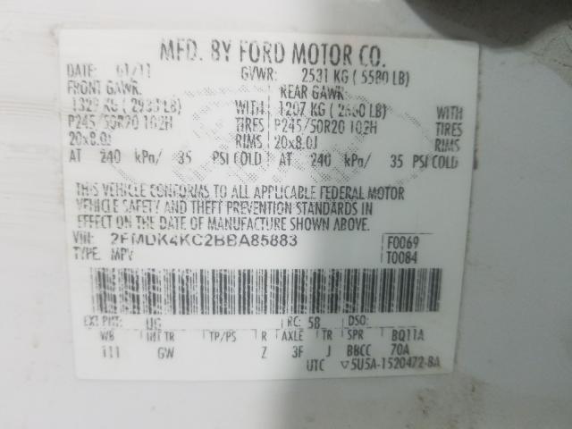 Photo 9 VIN: 2FMDK4KC2BBA85883 - FORD EDGE LIMIT 