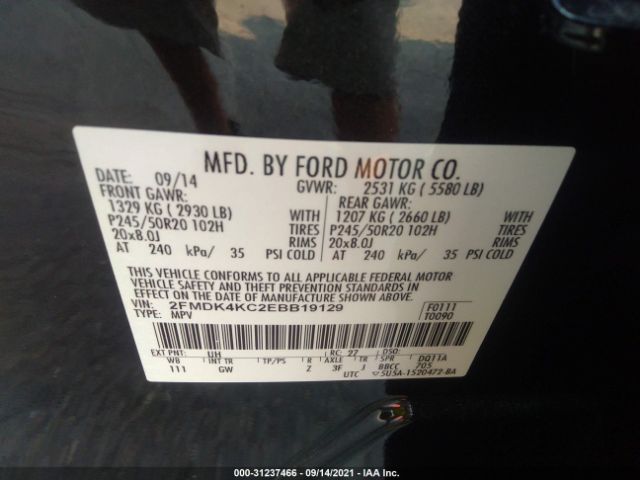 Photo 8 VIN: 2FMDK4KC2EBB19129 - FORD EDGE 