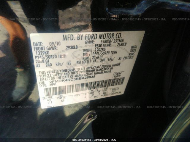 Photo 8 VIN: 2FMDK4KC3BBA28835 - FORD EDGE 