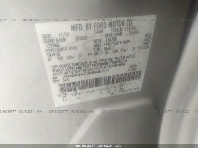 Photo 8 VIN: 2FMDK4KC3BBA55811 - FORD EDGE 