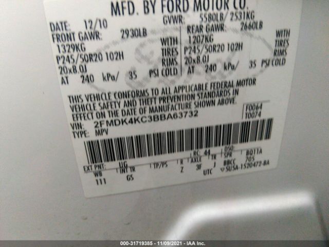 Photo 8 VIN: 2FMDK4KC3BBA63732 - FORD EDGE 