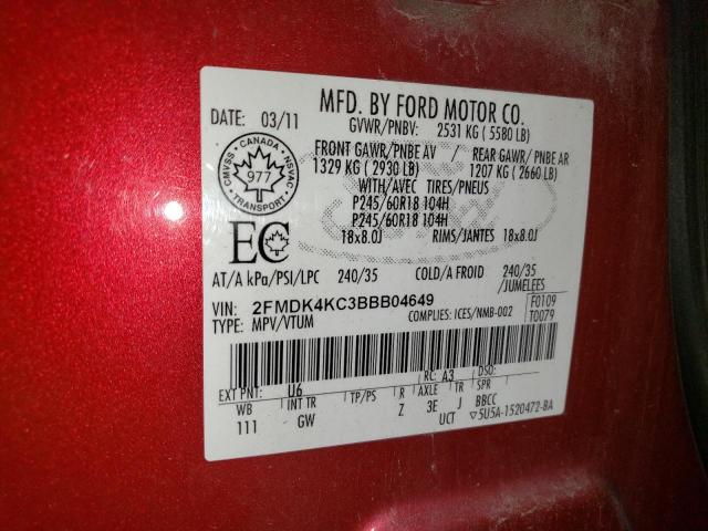 Photo 11 VIN: 2FMDK4KC3BBB04649 - FORD EDGE LIMIT 