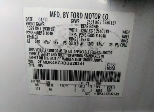 Photo 8 VIN: 2FMDK4KC3BBB28241 - FORD EDGE 