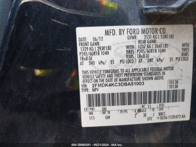 Photo 8 VIN: 2FMDK4KC3DBA51003 - FORD EDGE 