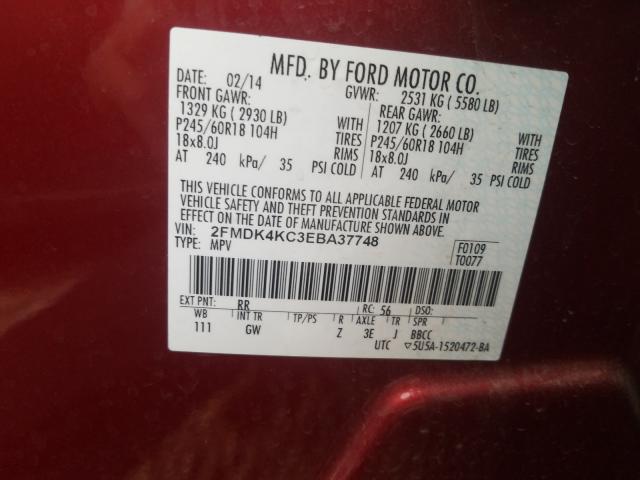 Photo 9 VIN: 2FMDK4KC3EBA37748 - FORD EDGE LIMIT 