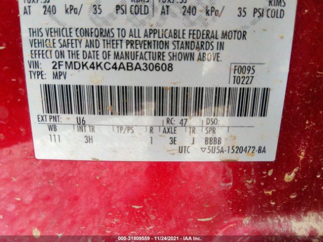 Photo 8 VIN: 2FMDK4KC4ABA30608 - FORD EDGE 