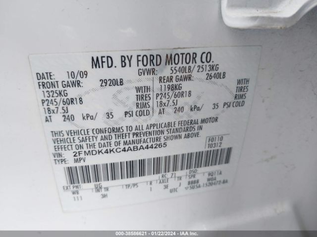 Photo 8 VIN: 2FMDK4KC4ABA44265 - FORD EDGE 