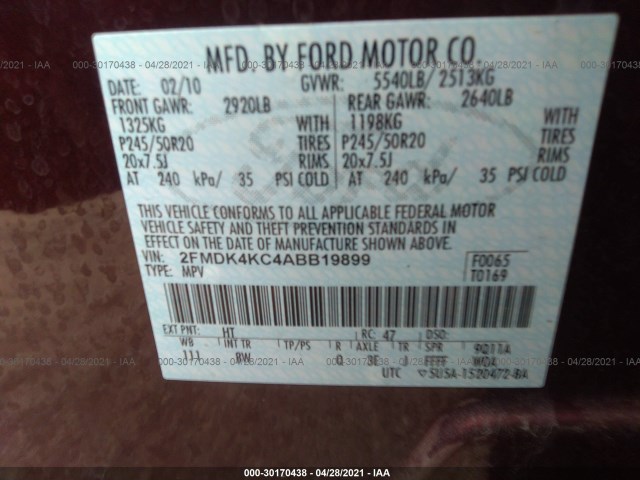 Photo 8 VIN: 2FMDK4KC4ABB19899 - FORD EDGE 