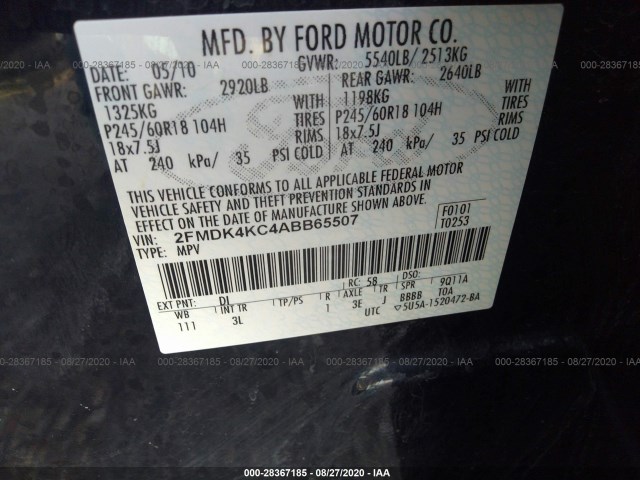 Photo 8 VIN: 2FMDK4KC4ABB65507 - FORD EDGE 