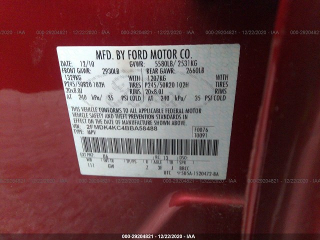 Photo 8 VIN: 2FMDK4KC4BBA58488 - FORD EDGE 