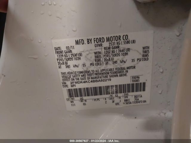 Photo 8 VIN: 2FMDK4KC4BBA92219 - FORD EDGE 