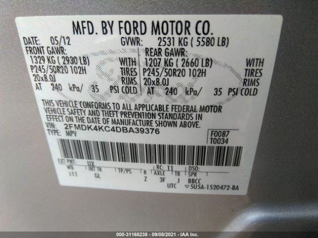 Photo 8 VIN: 2FMDK4KC4DBA39376 - FORD EDGE 