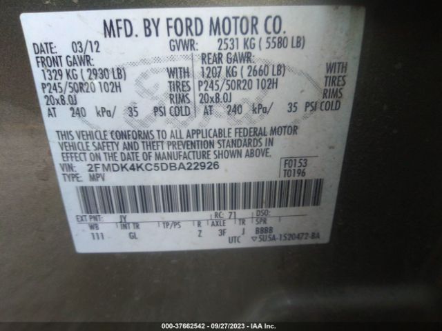 Photo 8 VIN: 2FMDK4KC5DBA22926 - FORD EDGE 