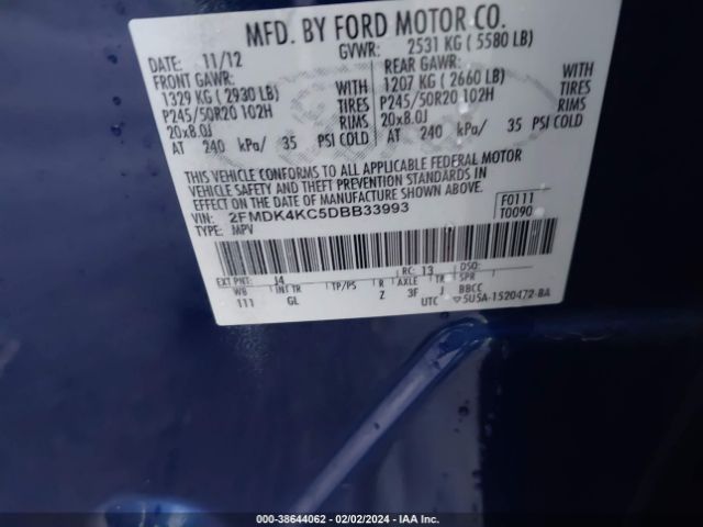 Photo 8 VIN: 2FMDK4KC5DBB33993 - FORD EDGE 