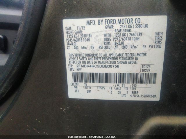 Photo 8 VIN: 2FMDK4KC5DBB38756 - FORD EDGE 