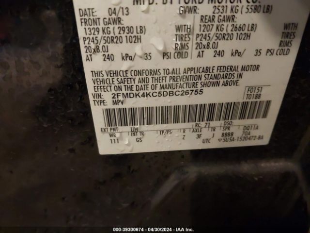 Photo 8 VIN: 2FMDK4KC5DBC26755 - FORD EDGE 