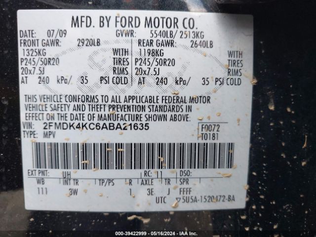 Photo 8 VIN: 2FMDK4KC6ABA21635 - FORD EDGE 