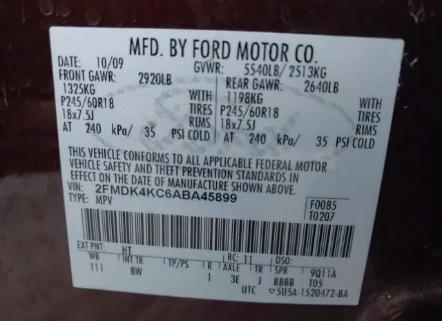 Photo 8 VIN: 2FMDK4KC6ABA45899 - FORD EDGE 