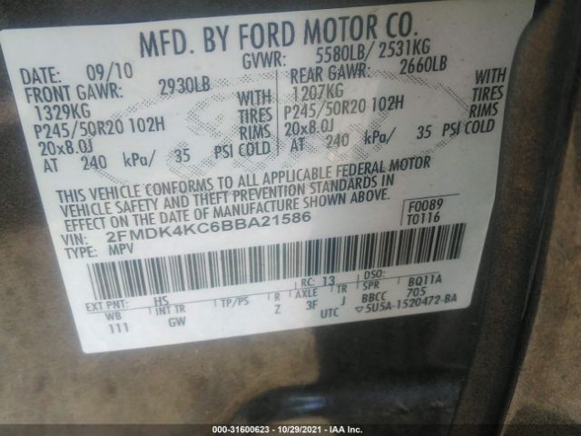 Photo 8 VIN: 2FMDK4KC6BBA21586 - FORD EDGE 