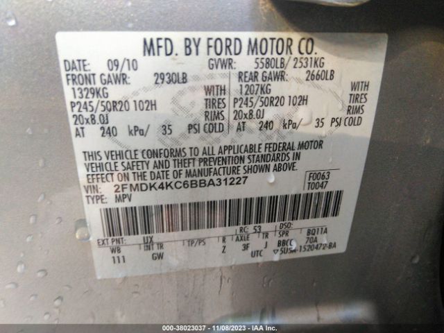 Photo 8 VIN: 2FMDK4KC6BBA31227 - FORD EDGE 