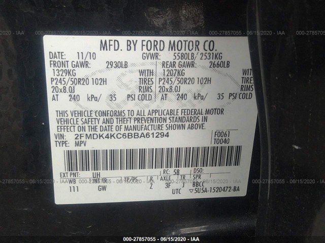 Photo 8 VIN: 2FMDK4KC6BBA61294 - FORD EDGE 