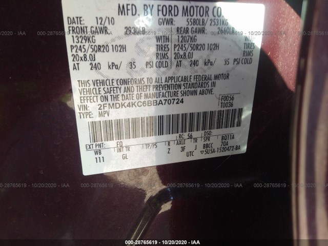 Photo 8 VIN: 2FMDK4KC6BBA70724 - FORD EDGE 